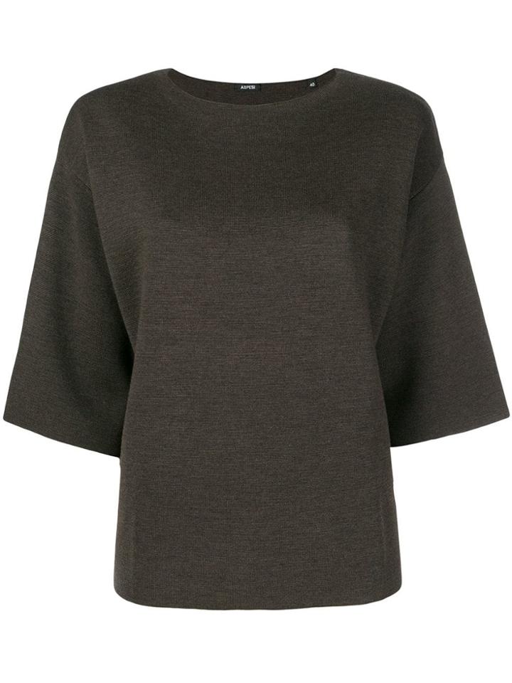 Aspesi Drop Shoulder Knitted Top - Brown