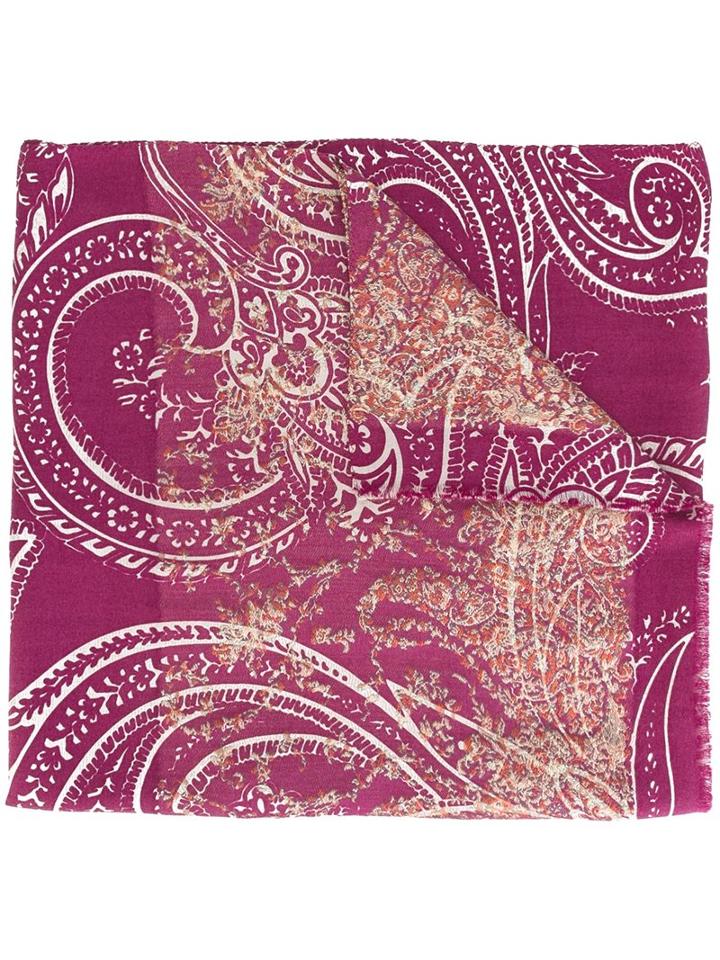 Etro Paisley Print Scarf, Women's, Pink/purple, Silk/polyester/cashmere/wool