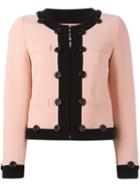 Boutique Moschino Contrast Trim Cropped Jacket, Women's, Size: 46, Pink/purple, Triacetate/polyester/acetate