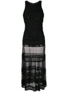Parlor Sheer Skirt Fitted Dress - Black