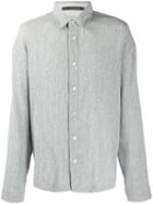 Issey Miyake Men Ribbed Oversized Button Shirt - Grey