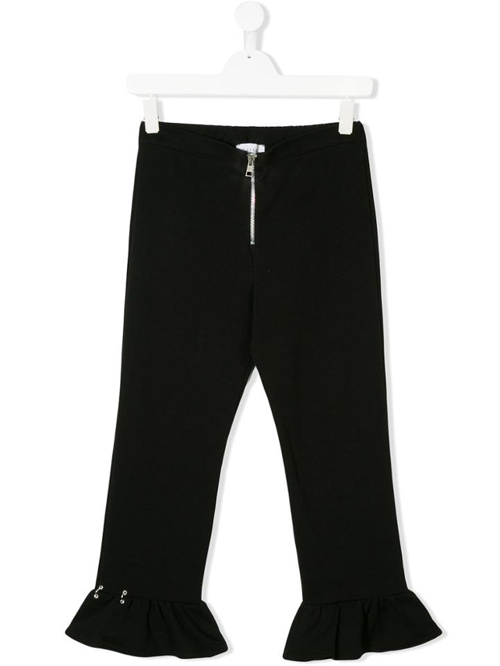 Gaelle Paris Kids Front Zip Ruffle Trousers - Black