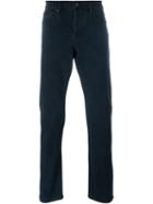 Burberry Brit Straight Leg Trousers, Men's, Size: 29, Blue, Cotton/calf Leather/spandex/elastane