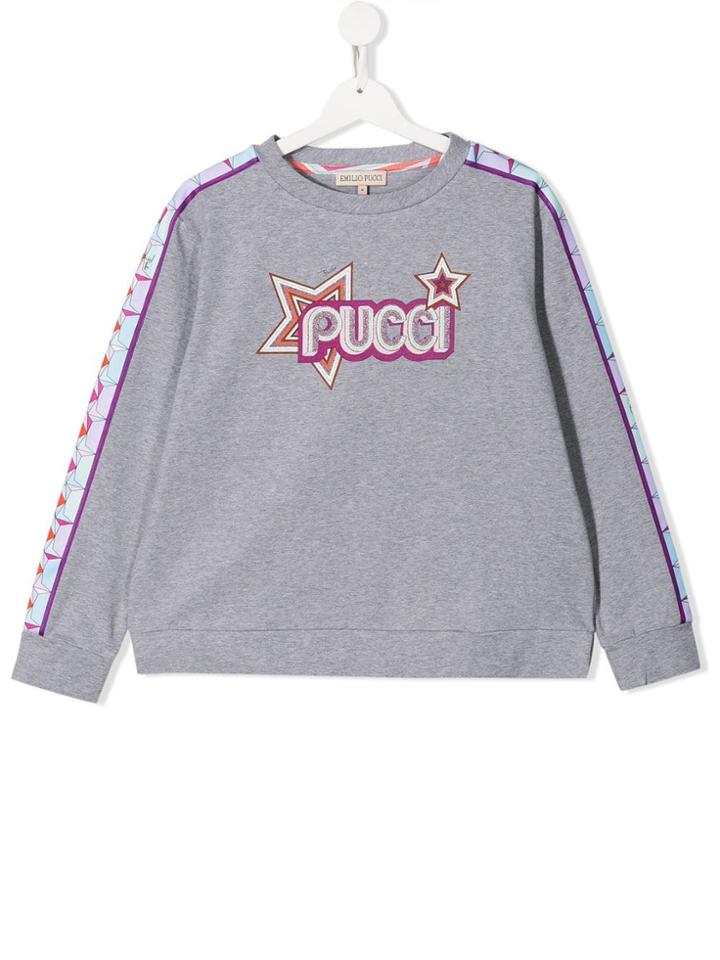 Emilio Pucci Junior Teen Logo Print Sweatshirt - Grey