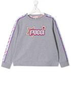 Emilio Pucci Junior Teen Logo Print Sweatshirt - Grey