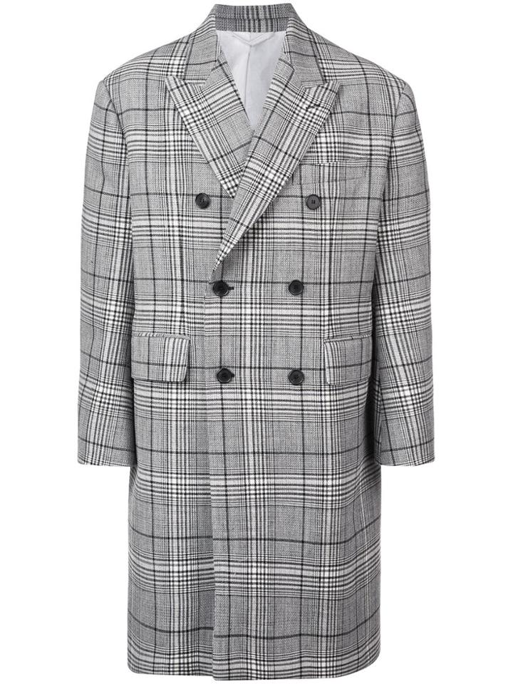Calvin Klein 205w39nyc Double Breasted Check Coat - Grey
