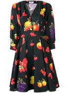 Msgm Fruit Print Dress - Black