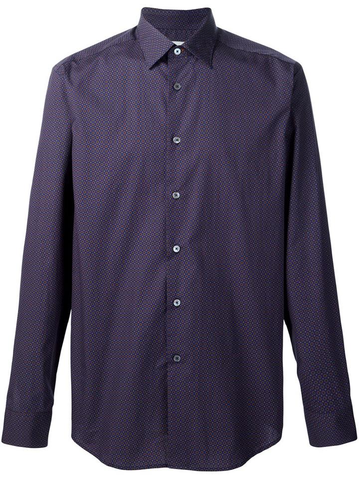 Paul Smith Pattern Print Shirt, Men's, Size: 16, Blue, Cotton