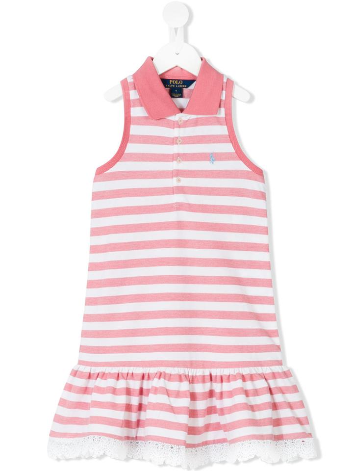 Ralph Lauren Kids - Striped Ruffled Dress - Kids - Cotton - 3 Yrs, White