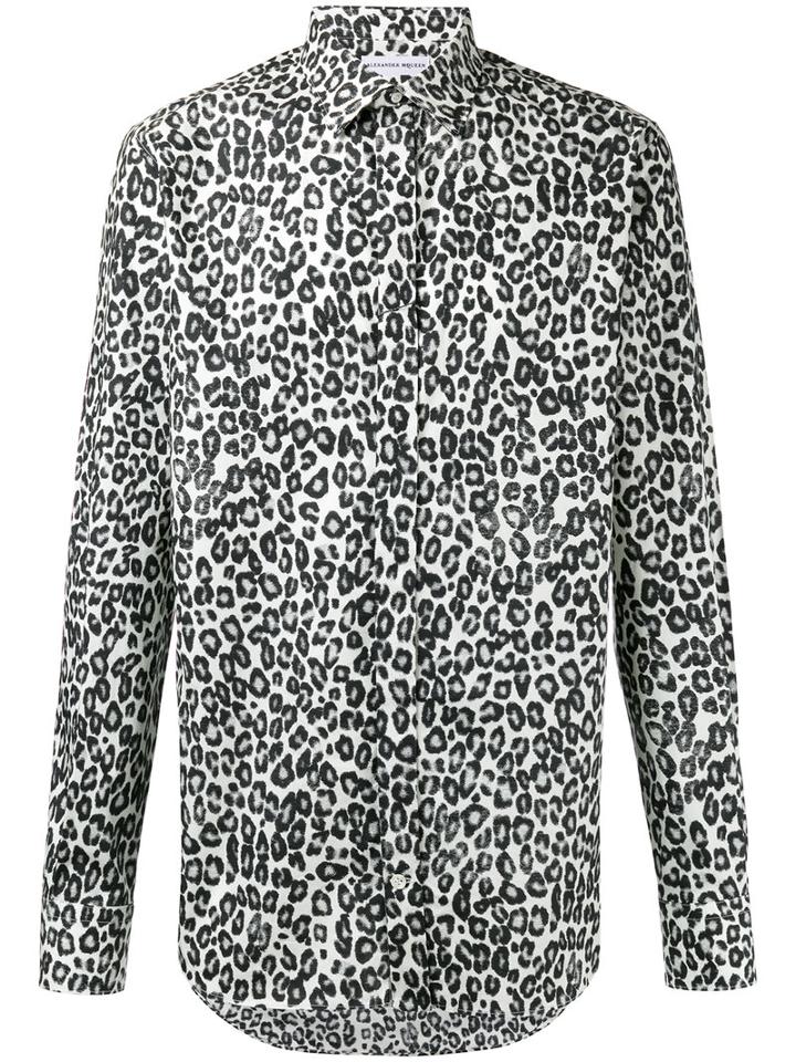 Alexander Mcqueen Leopard Print Shirt, Men's, Size: 38, Black, Cotton