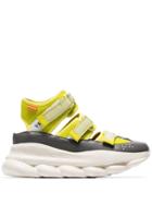 Versace Lime Green Chain Reaction High-top Leather Trim Sneakers