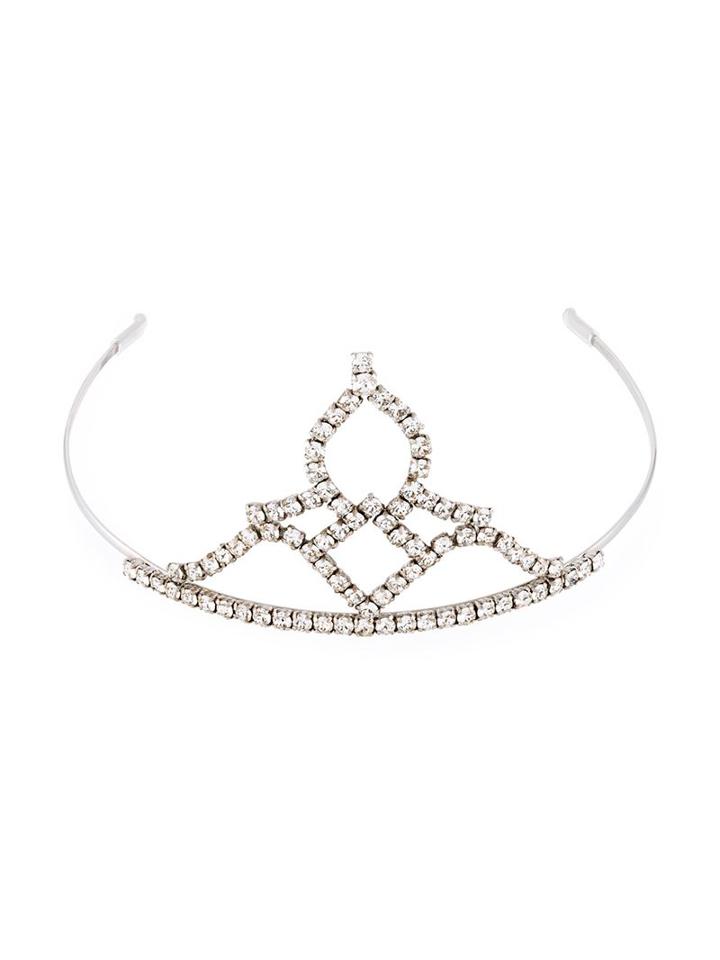 Saint Laurent Crystal Embellished Tiara, Women's, Grey, Crystal/brass