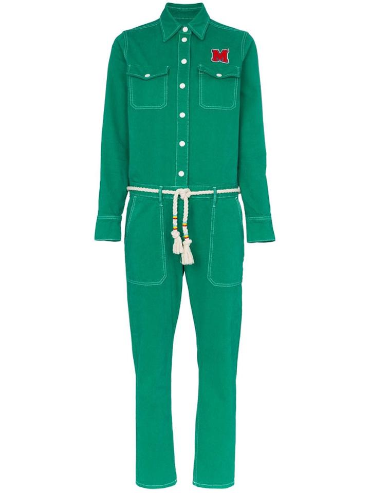Mira Mikati Floral Embroidered Cotton Boiler Suit - Green