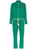 Mira Mikati Floral Embroidered Cotton Boiler Suit - Green