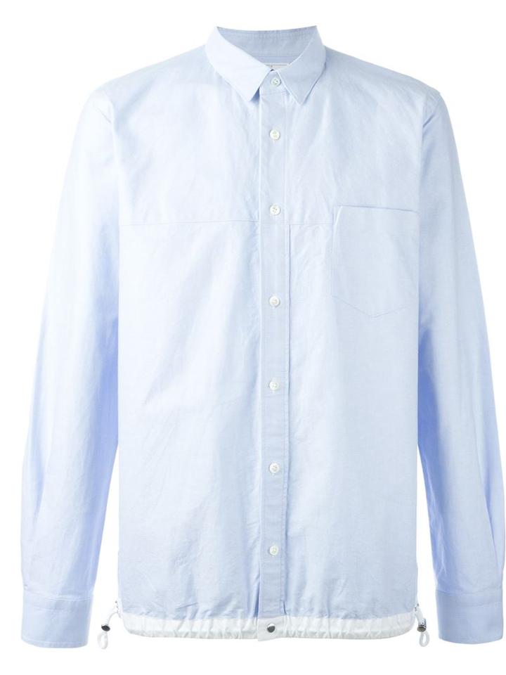 Sacai Drawstring Hem Shirt, Men's, Size: 3, Blue, Cotton/polyester