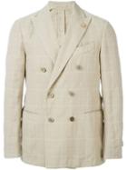 Lardini Double Breasted Blazer, Men's, Size: 50, Nude/neutrals, Cotton/linen/flax/nylon/polyester