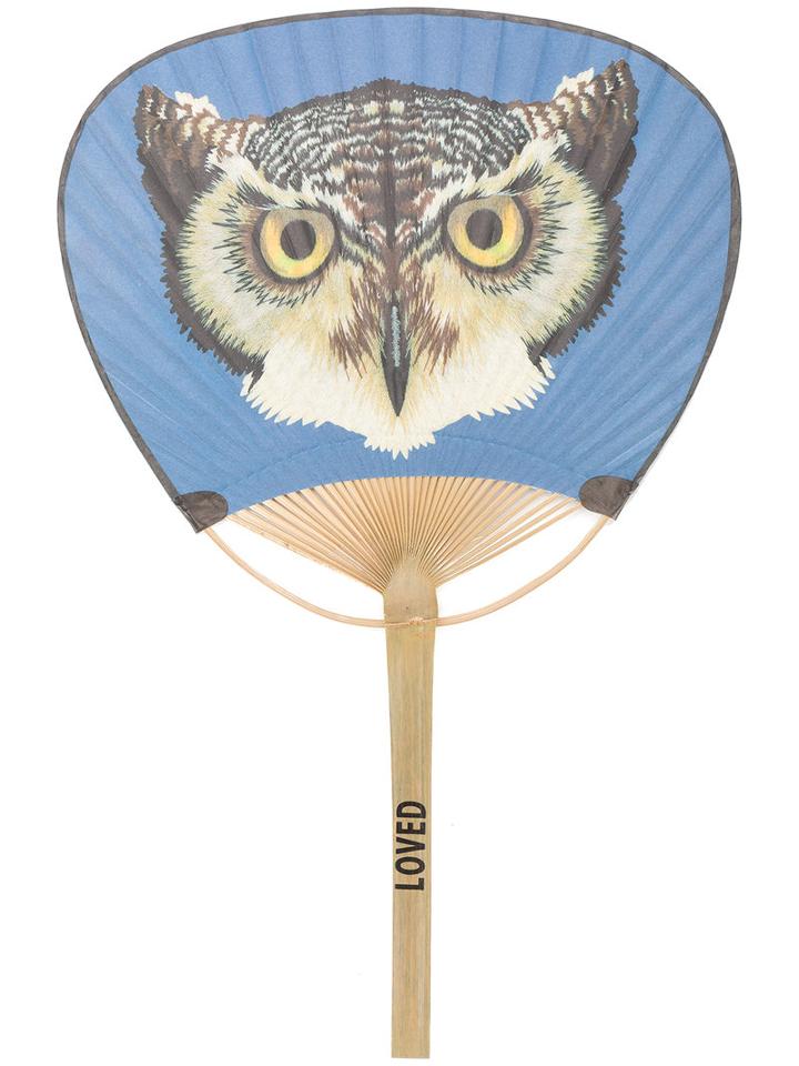 Gucci - Owl Printed Hand Fan - Women - Bamboo/paper - One Size, Nude/neutrals, Bamboo/paper