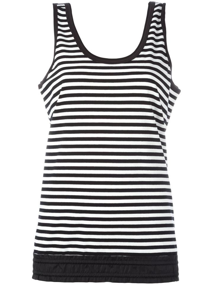 Moncler Contrast Hem Striped Vest Top, Women's, Size: Small, Black, Cotton/spandex/elastane/polyamide