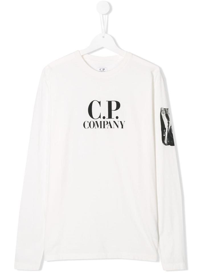 Cp Company Kids Teen Logo Printed Jersey Top - White