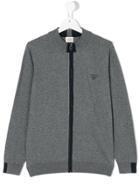 Armani Junior Zipped Cardigan - Grey