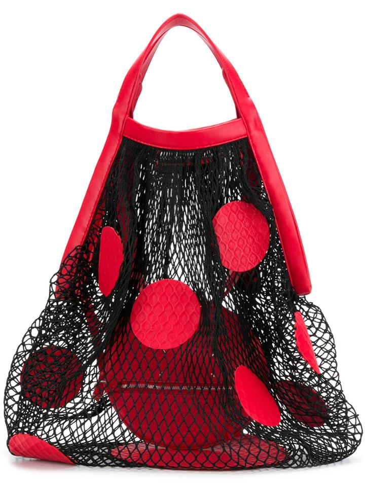 Maison Margiela Polka Dotted Mesh Tote Bag - Red
