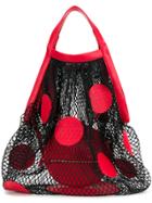 Maison Margiela Polka Dotted Mesh Tote Bag - Red