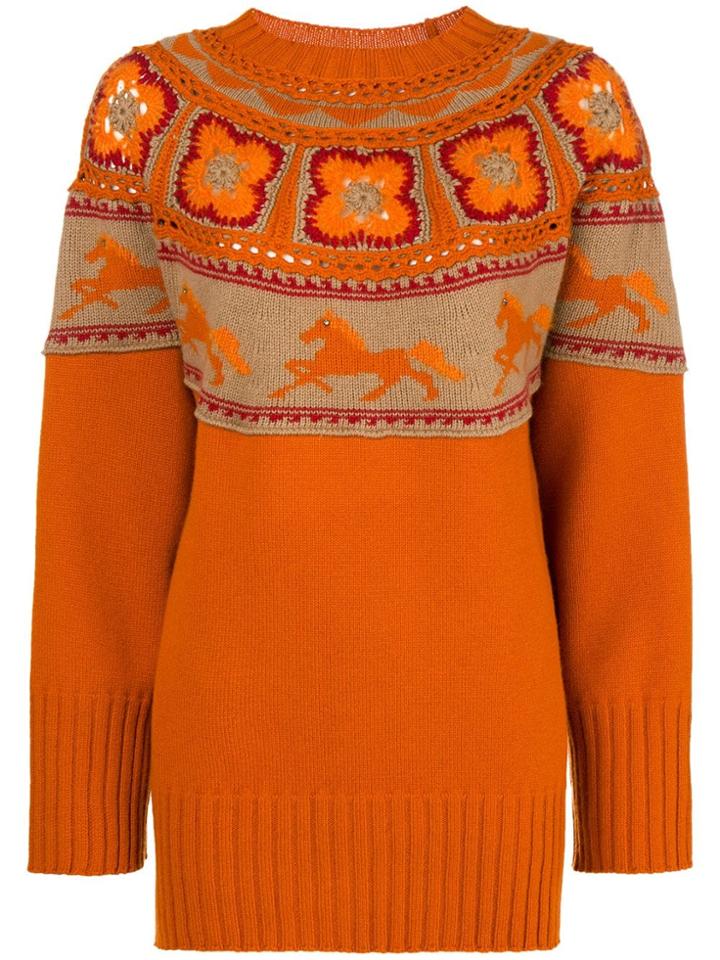 Alberta Ferretti Crochet Knit Jumper - Yellow & Orange