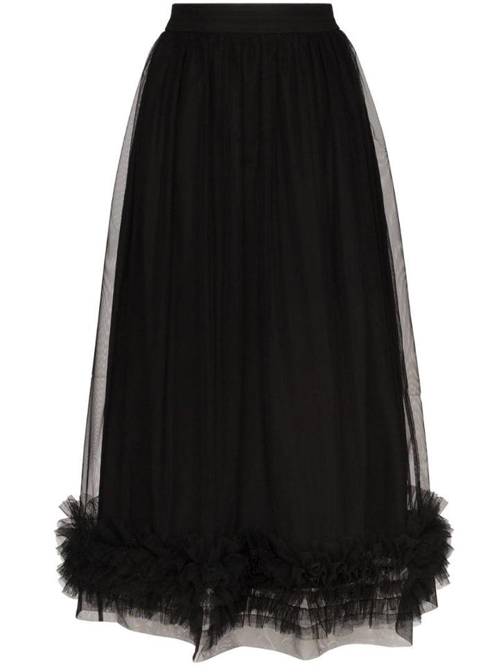 Molly Goddard Leonie Tulle Ruffle Hem Skirt - Black