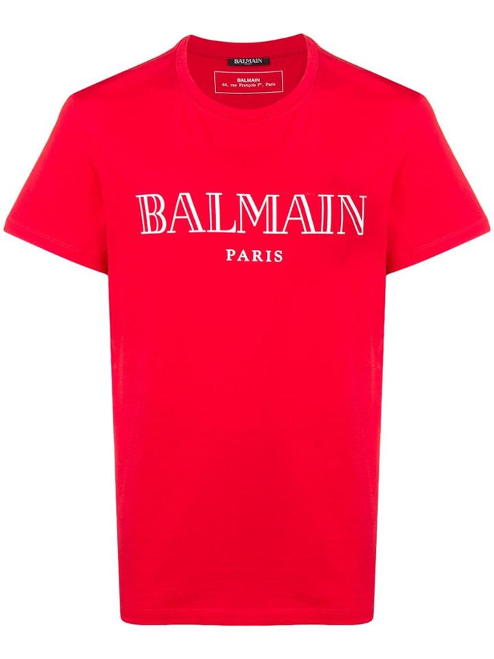 Balmain Logo Printed T-shirt - Red