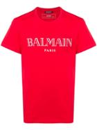 Balmain Logo Printed T-shirt - Red