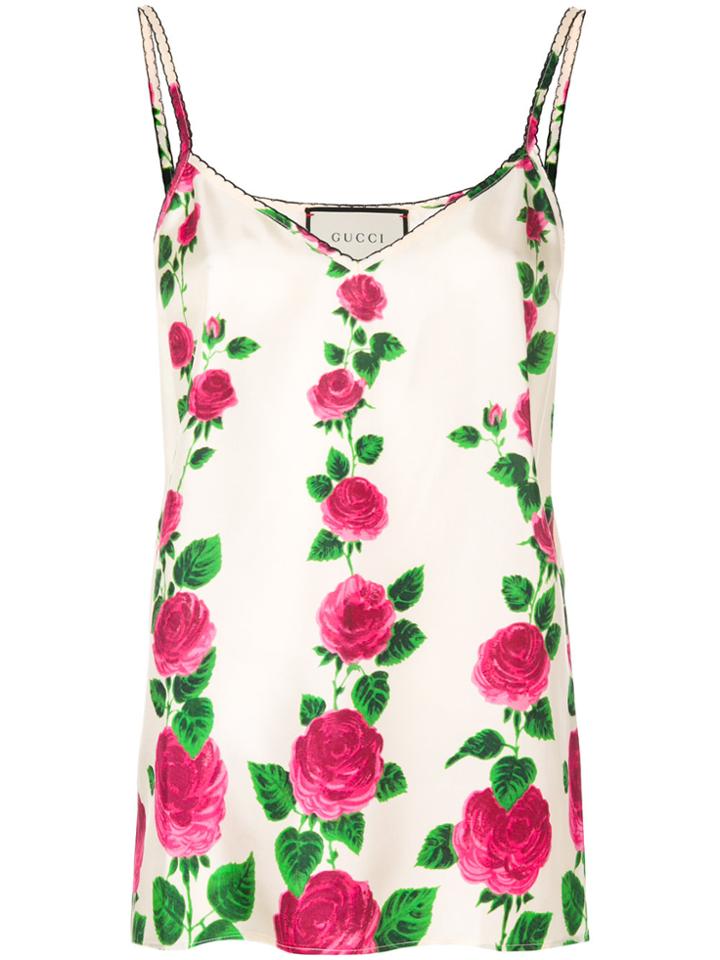 Gucci Rose Garden Print Tank Top - Pink & Purple