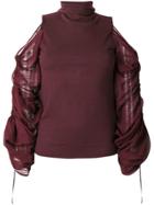 Plein Sud Cold Shoulders Oversized Sleeves Top - Purple