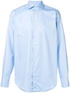 Canali Herringbone Pattern Shirt - Blue
