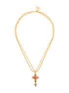 Christian Lacroix Vintage Cross Pendant Long Necklace - Metallic