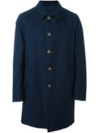 Giorgio Armani Buttoned Coat, Men's, Size: 54, Blue, Polyester/cashmere