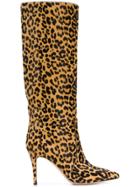 Gianvito Rossi Leopard Knee High Boots - Brown