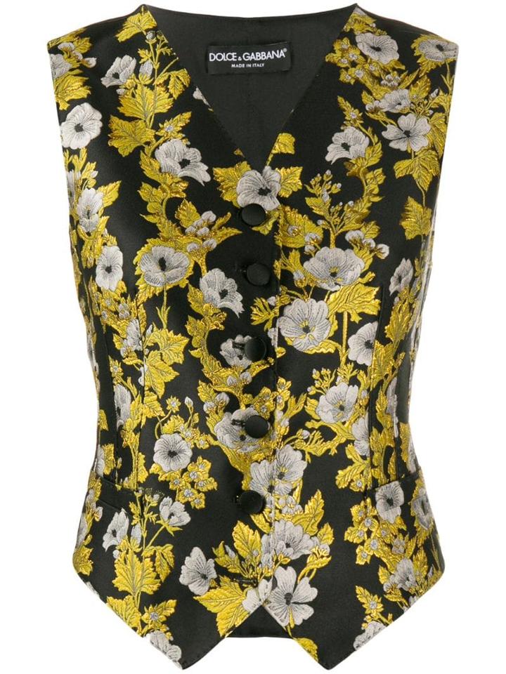 Dolce & Gabbana Floral Waistcoat Jacket - Black
