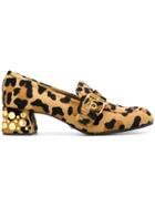 Car Shoe Leopard Print Buckle Pumps - Nude & Neutrals