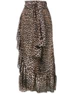 Ganni - Peirce Mesh Leopard Print Skirt - Women - Polyamide - 38, Brown, Polyamide