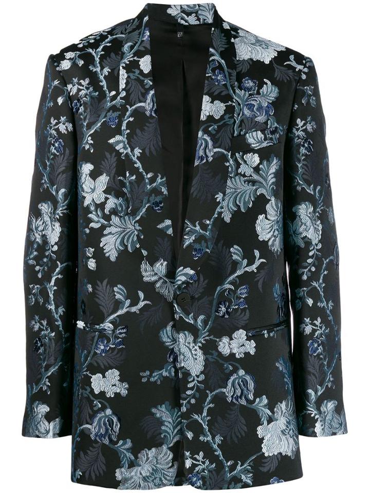 Christian Pellizzari Floral Embroidered Blazer - Black