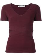 T By Alexander Wang Ribbed Scoop Neck Top, Women's, Size: Large, Red, Rayon/nylon/spandex/elastane