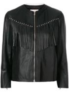 Pink Memories Zipped Jacket - Black