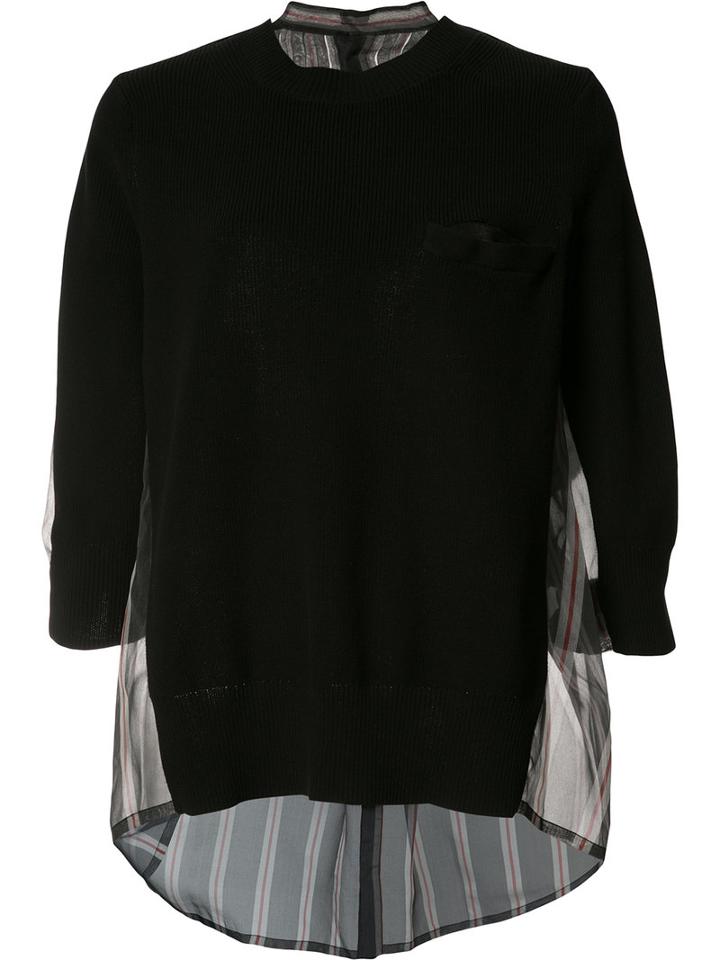 Sacai - Panelled Sweater - Women - Silk/cotton/polyester - 2, Women's, Black, Silk/cotton/polyester