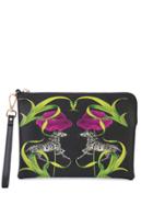 Cynthia Rowley Zebra And Floral Print Clutch - Black