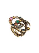 Gucci Crystal Double G Ring - Gold