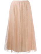 Red Valentino Tulle Embroidered Polka Dots Skirt - Neutrals