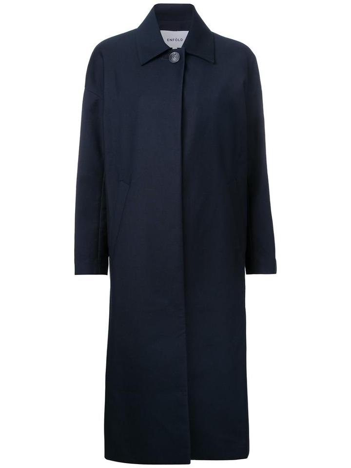 Enföld Single Button Loose-fit Coat, Women's, Size: 38, Blue, Cotton