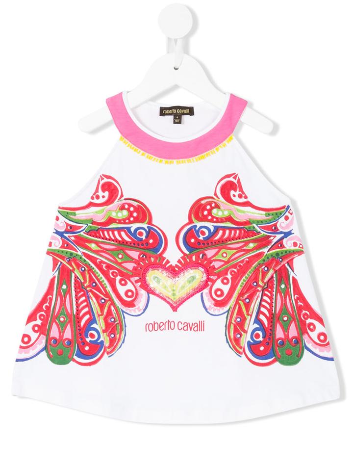 Roberto Cavalli Kids - Embroidered Hear T-shirt - Kids - Cotton/spandex/elastane - 8 Yrs, Pink/purple