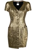 Chanel Vintage Camellia Jacquard Short Dress - Metallic