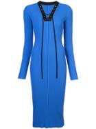 Dvf Diane Von Furstenberg Lace Up Ribbed Dress - Blue